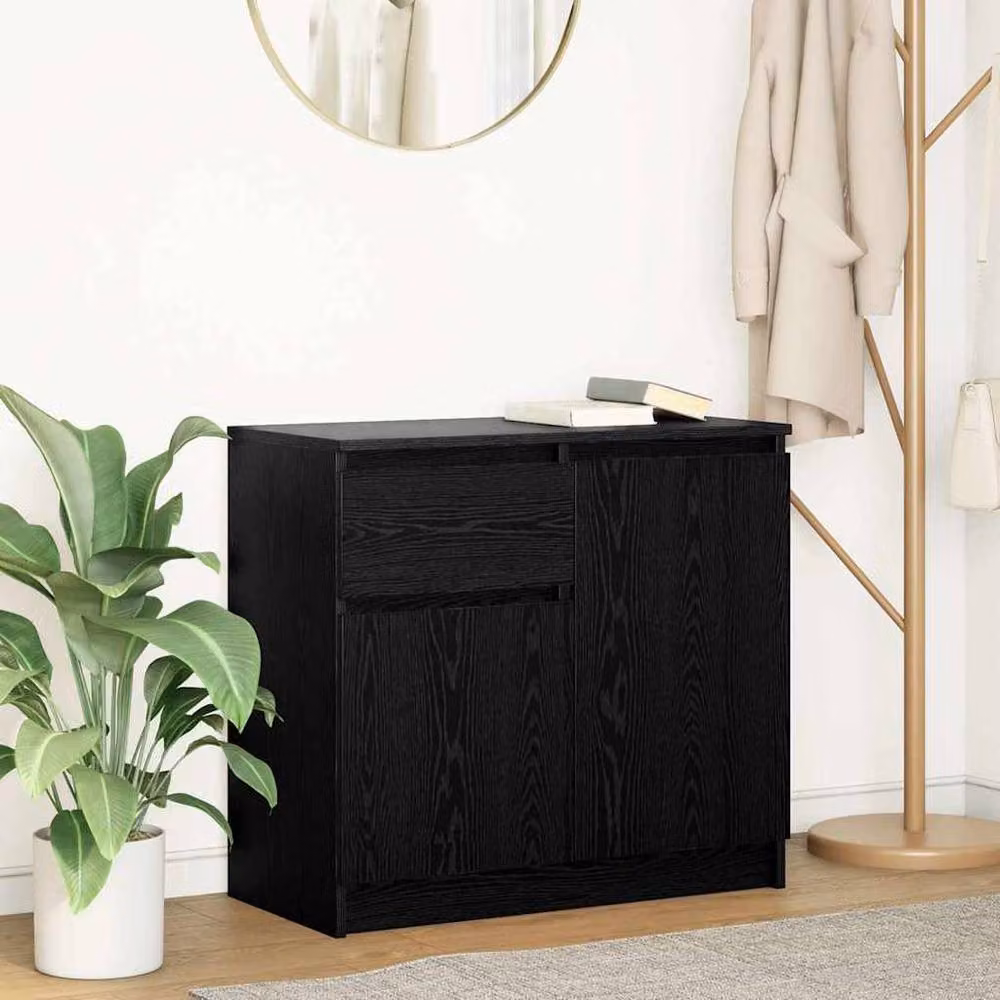 Berkfield Home Modern Sideboard with Drawer in Black Oak, W/D/H: 71 x 35 x 65 cm – 2