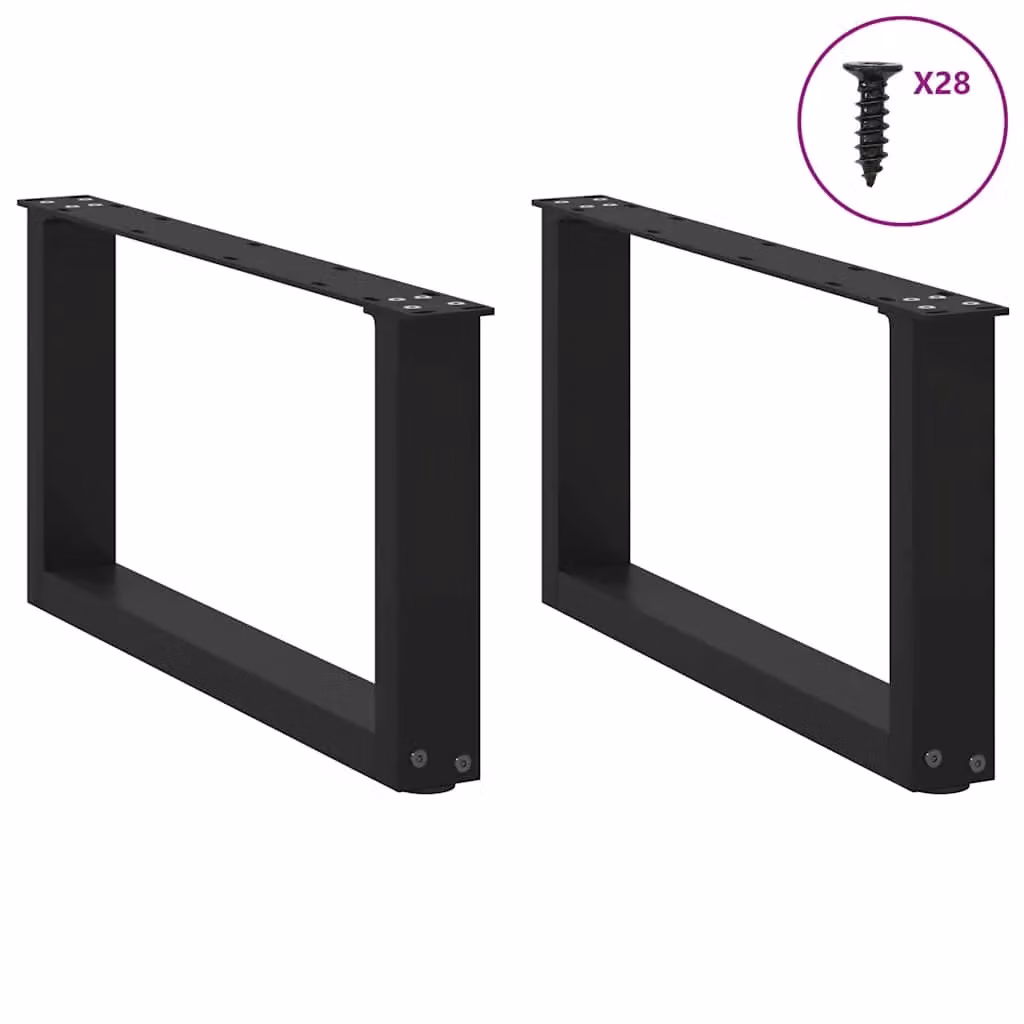 Berkfield Home U-Shaped Steel Coffee Table Legs, 2 Pieces, Black, H: 70 cm x W: 30-31 cm – 2