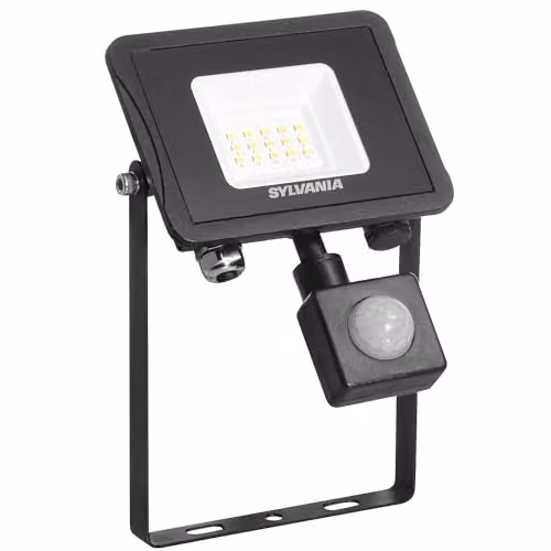 SYLVANIA LED Outdoor Floodlight with Motion Sensor, 10W, 1000 Lumen, 4000K Neutral White, IP65 Waterproof, Black
