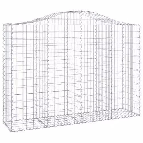 vidaXL Arched Gabion Baskets, 10 Pieces, Silver Galvanised Steel, W: 200 cm, D: 50 cm, H: 140/160 cm