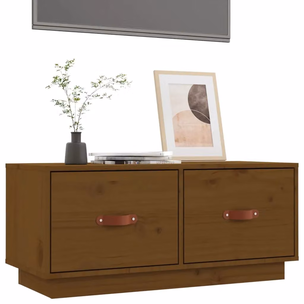 Berkfield Home Rustic Solid Wood Pine TV Cabinet in Honey Brown, W/D/H: 80 x 34 x 35 cm – 3