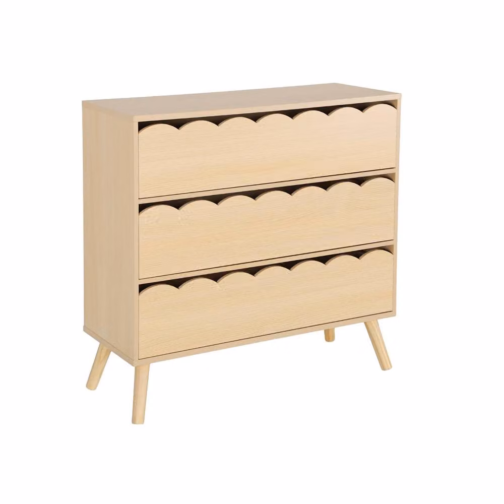 sweeek Scandinavian Wood-effect Childrens 3-Drawer Chest in Brown, W/D/H: 79 x 30 x 80 cm – 2