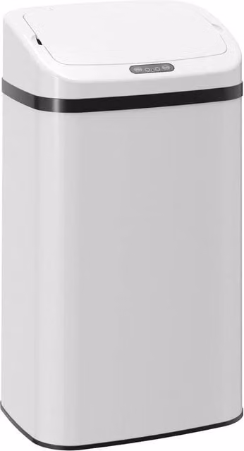 NESTLUNE 48L Sensor Bin, Stainless Steel Kitchen Bin in White, W/D/H: 15 x 15 x 69 cm