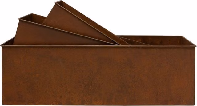 Annibells Brown Metal Rustic Rectangular Window Box Planter for Indoor and Ornamental Gardens