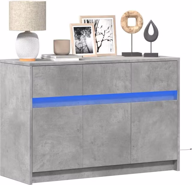 Berkfield Home Modern LED TV Cabinet in Concrete Grey, W/D/H: 91 x 34 x 61 cm – 1
