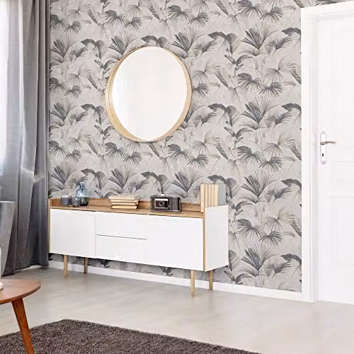 Arthouse Palm Grove Botanical Floral Wallpaper in Grey and Beige Matt Finish – 2