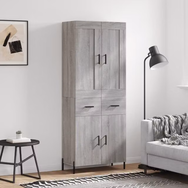 Berkfield Home Grey Sonoma Highboard, W: 69.5 cm, D: 34 cm, H: 180 cm – 1