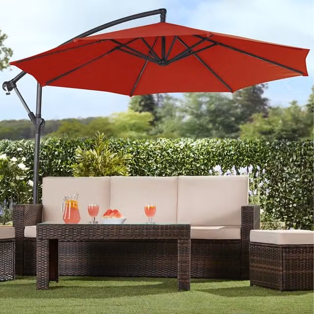 Garden Gear Red Cantilever Garden Parasol with Aluminium and Steel Frame
