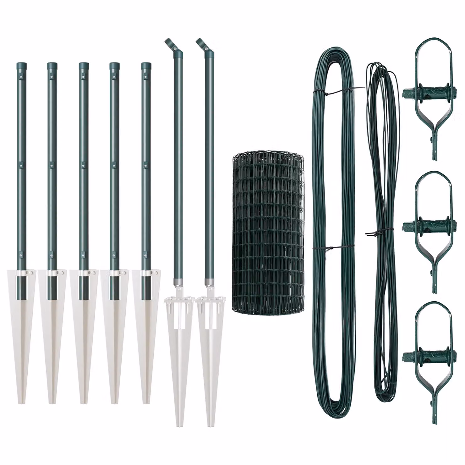 Berkfield Home Euro Fence with 7 Spike Posts, Galvanised Steel, Green and Silver, W: 10 m, H: 0.8 m – 2