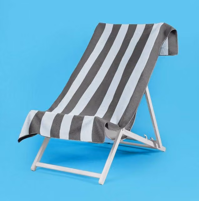 Velosso Cabana Stripe Cotton Beach Towel in Grey