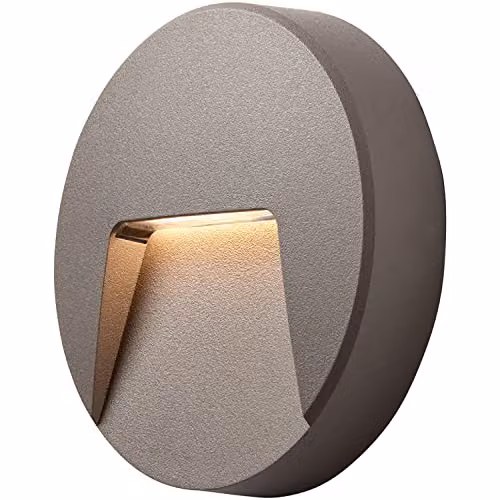 Loops Round Outdoor IP65 Pathway Guide Light with Indirect CCT LED, Grey Plastic and Transparent Polycarbonate, Wall Mounted Downlight