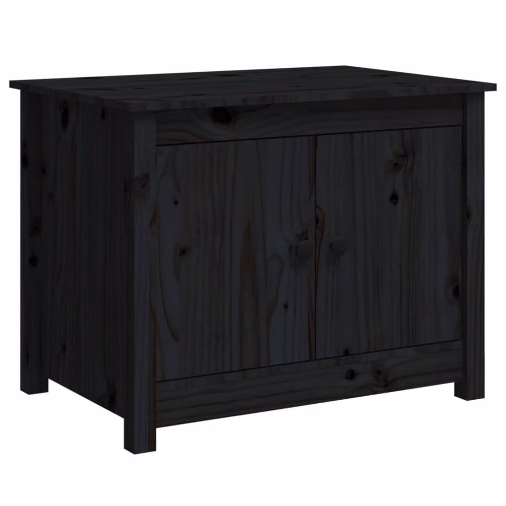 Berkfield Home Beautiful Coffee Table in Black Solid Wood Pine, W/D/H: 71 x 49 x 55 cm – 2
