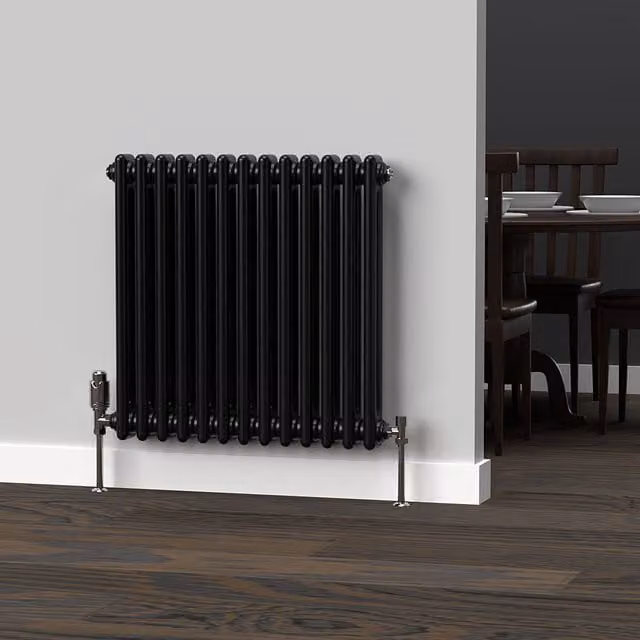 Lux Heat Horizontal Column Radiator in Black, W: 60.5 cm, H: 60.0 cm