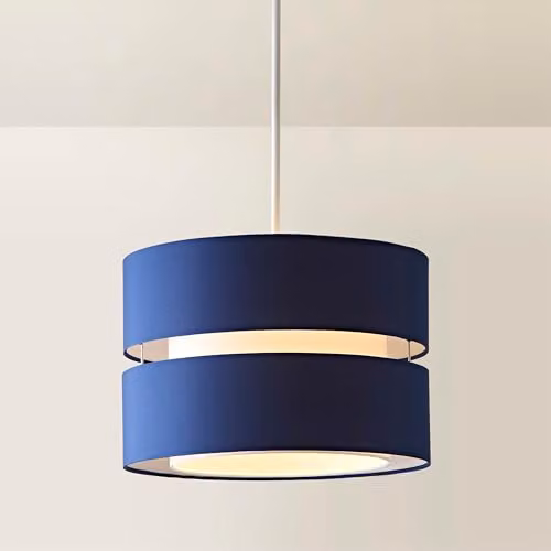 ValueLights Navy Blue 2 Tier Fabric Pendant Drum Lampshade, Shade Width: 35 cm – 1