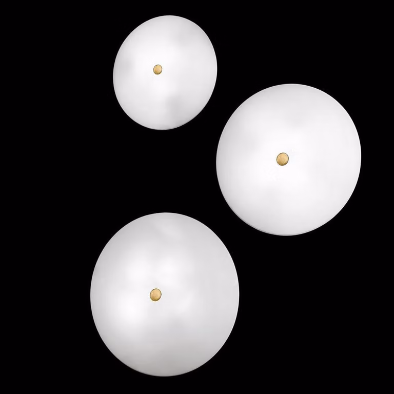 Netlighting Centro Designer Glass Flush Ceiling Light in White and Antique Brass with 4x E27 Sockets