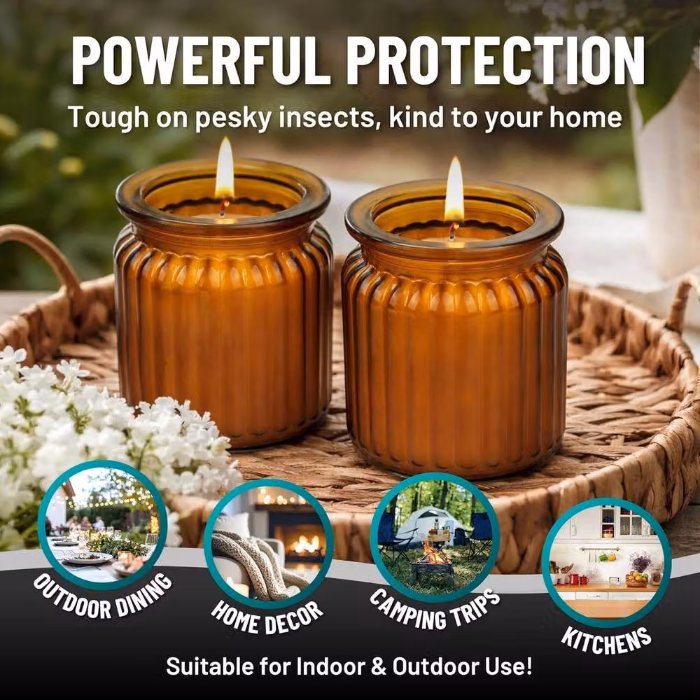 Volila 2 Pack Long Lasting Citronella Votive Candles in Amber Brown Glass Jars – 5