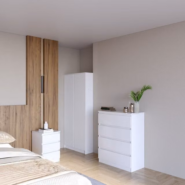Seconique Malvern Trio Modern Bedroom Furniture Set in Matt White