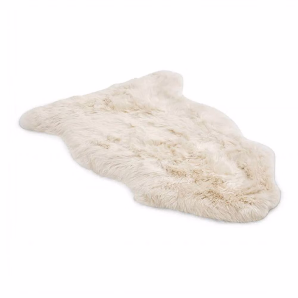 Infinity Leather Natural Wool Single Sheepskin Rug in Beige, W/D: 90 x 60 cm – 2