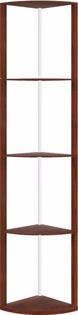 HOMCOM RGB Standing Lamp with 4-Tier Shelves, LED Floor Lamp with Remote Control, Brown, H 163 x W 42 x D 29.5 cm – 1