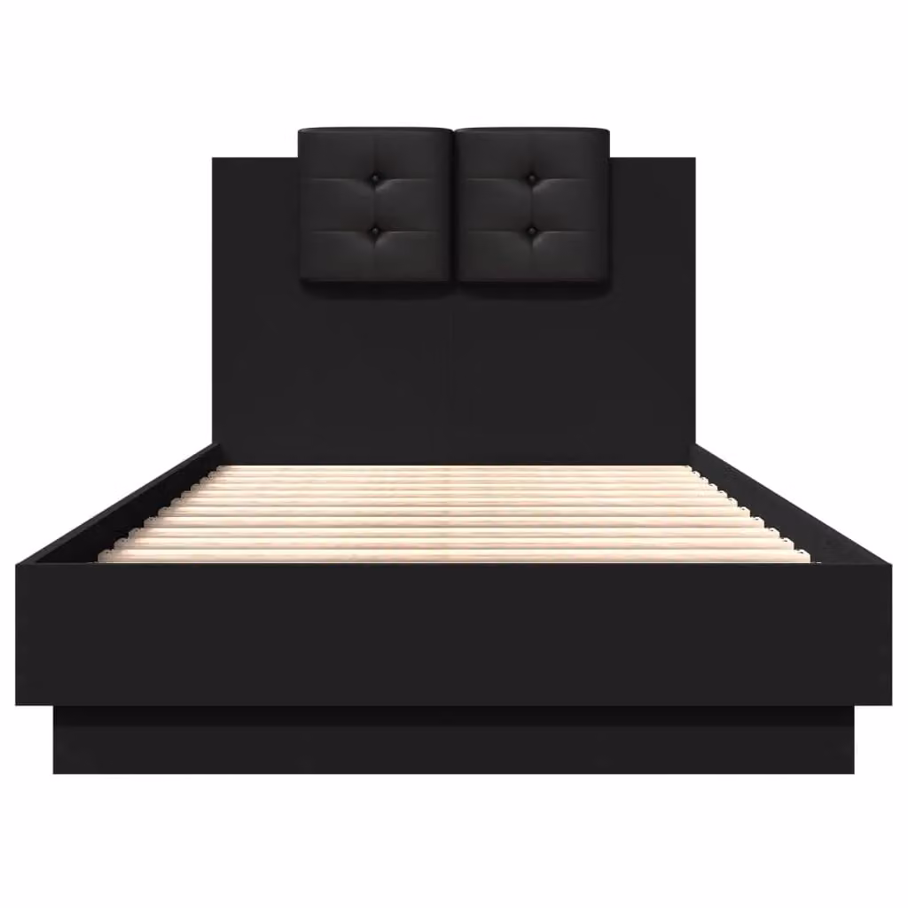 Berkfield Home Small Single Bed Frame in Black with LED Under-Bed Lighting and USB Charging Port – 4