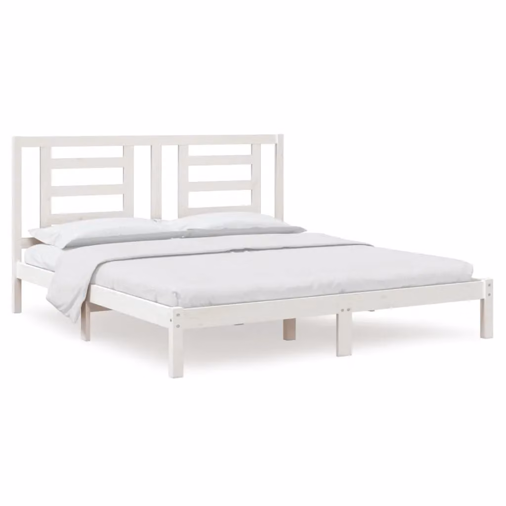 Berkfield Home Super King Size Solid Pine Wood Bed Frame, White, W/D/H: 180 x 200 cm – 2