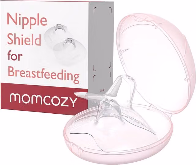 Momcozy BPA-free Silicone Nipple Shield in Pink and Transparent