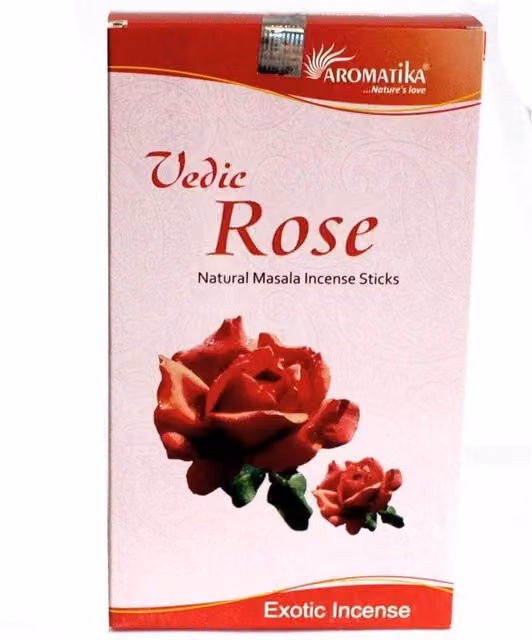Aromatika Rose Vedic Incense Sticks with Floral and Oriental Aroma, Red