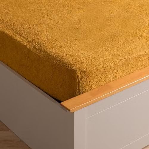 OHS Yellow Teddy Fleece Thermal Super King Fitted Bed Sheet – 1