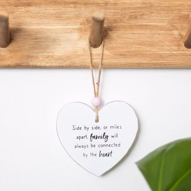 Kingsbury Gifts Small White Hanging Heart Sentiment Wall Plaque