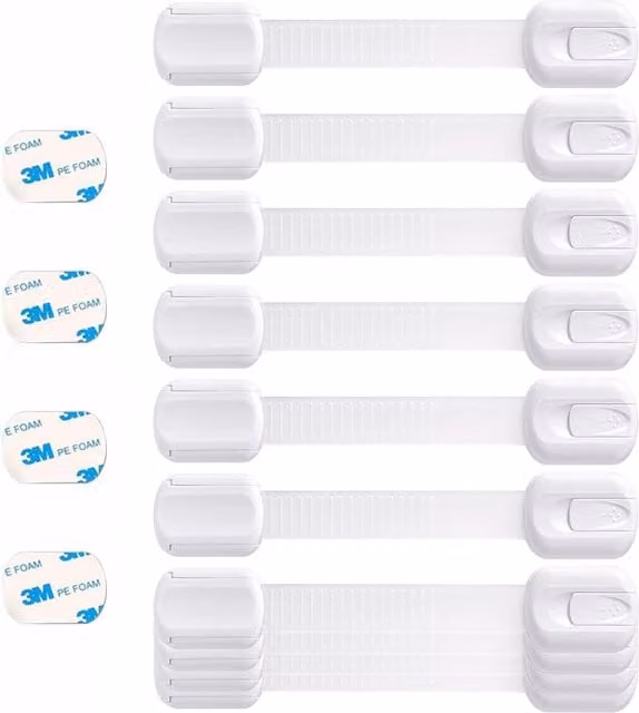 Booboo 10 Pack White Child Safety Cupboard Door Strap Locks