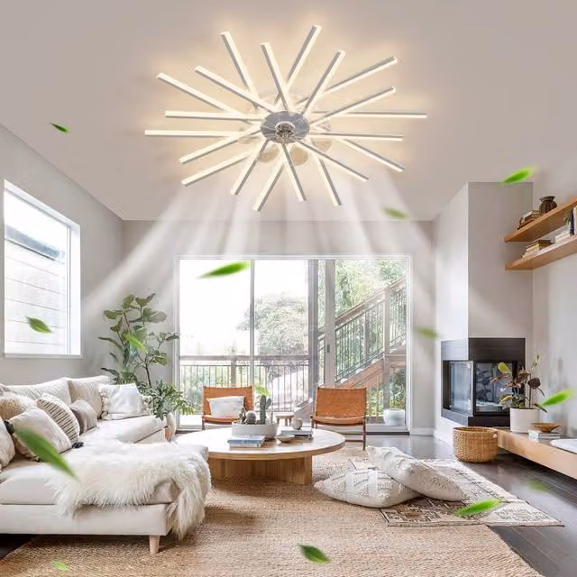 NIVOR 20 LED Linear Dimmable Reversible Ceiling Fan with Remote Control and Lights in White – 1