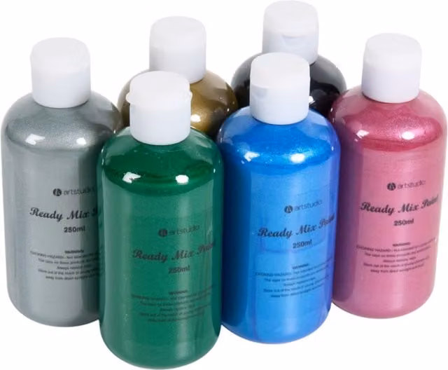 Art Studio Metallic Ready Mix Paint, Pack of 6, Multicolour and Gold