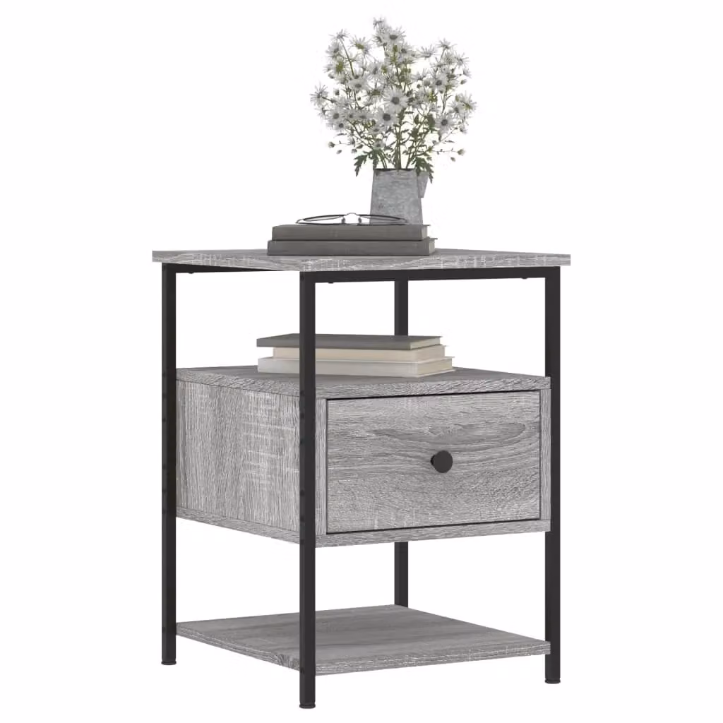 Berkfield Home Grey Sonoma Bedside Cabinet W: 40 cm, D: 42 cm, H: 56 cm – 3