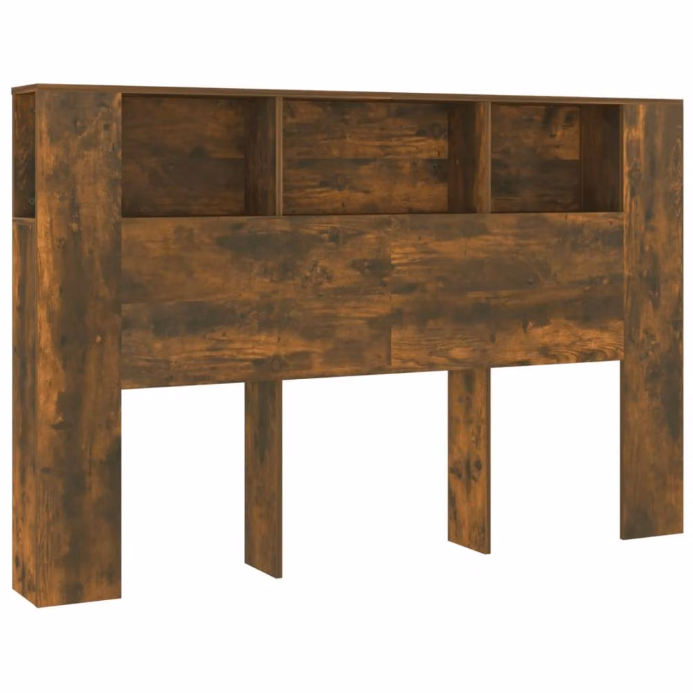 Berkfield Home Headboard Cabinet in Smoked Oak Brown, W: 160 cm, D: 18.5 cm, H: 104.5 cm – 2