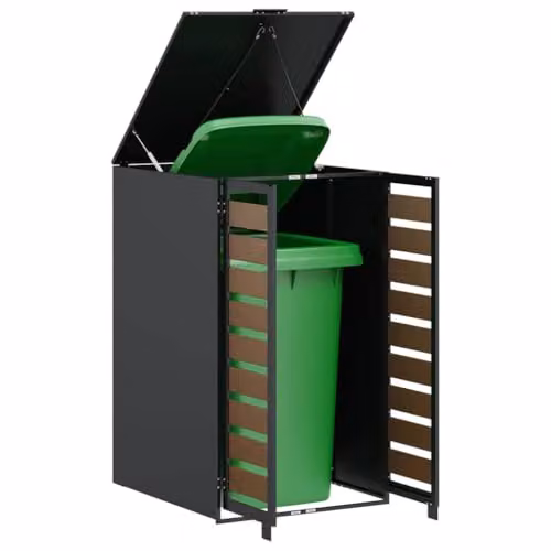vidaXL Steel Wheelie Bin Storage with Gas Lift-up Lid for 240L Bins, Anthracite – 1