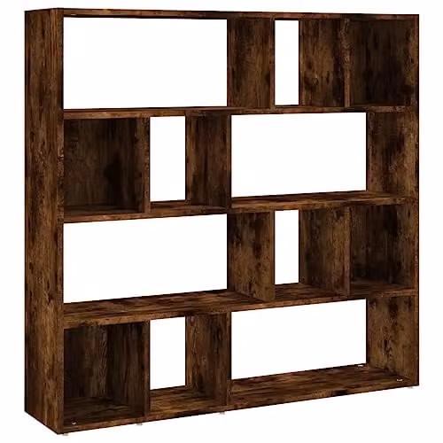 vidaXL Modern Book Cabinet and Room Divider in Smoked Oak, W: 105 cm, D: 24 cm, H: 102 cm