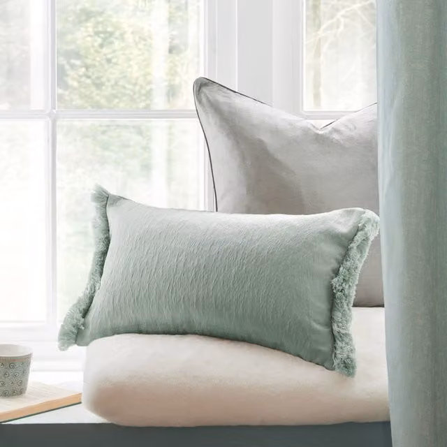 Laura Ashley Carys Rectangular Filled Boudoir Cushion, Sage Green, W: 50 cm, D: 30 cm
