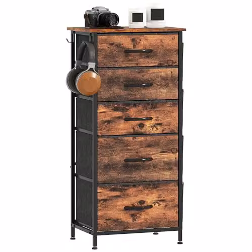 HOMCOM Rustic Brown Fabric Chest of Drawers for Bedroom