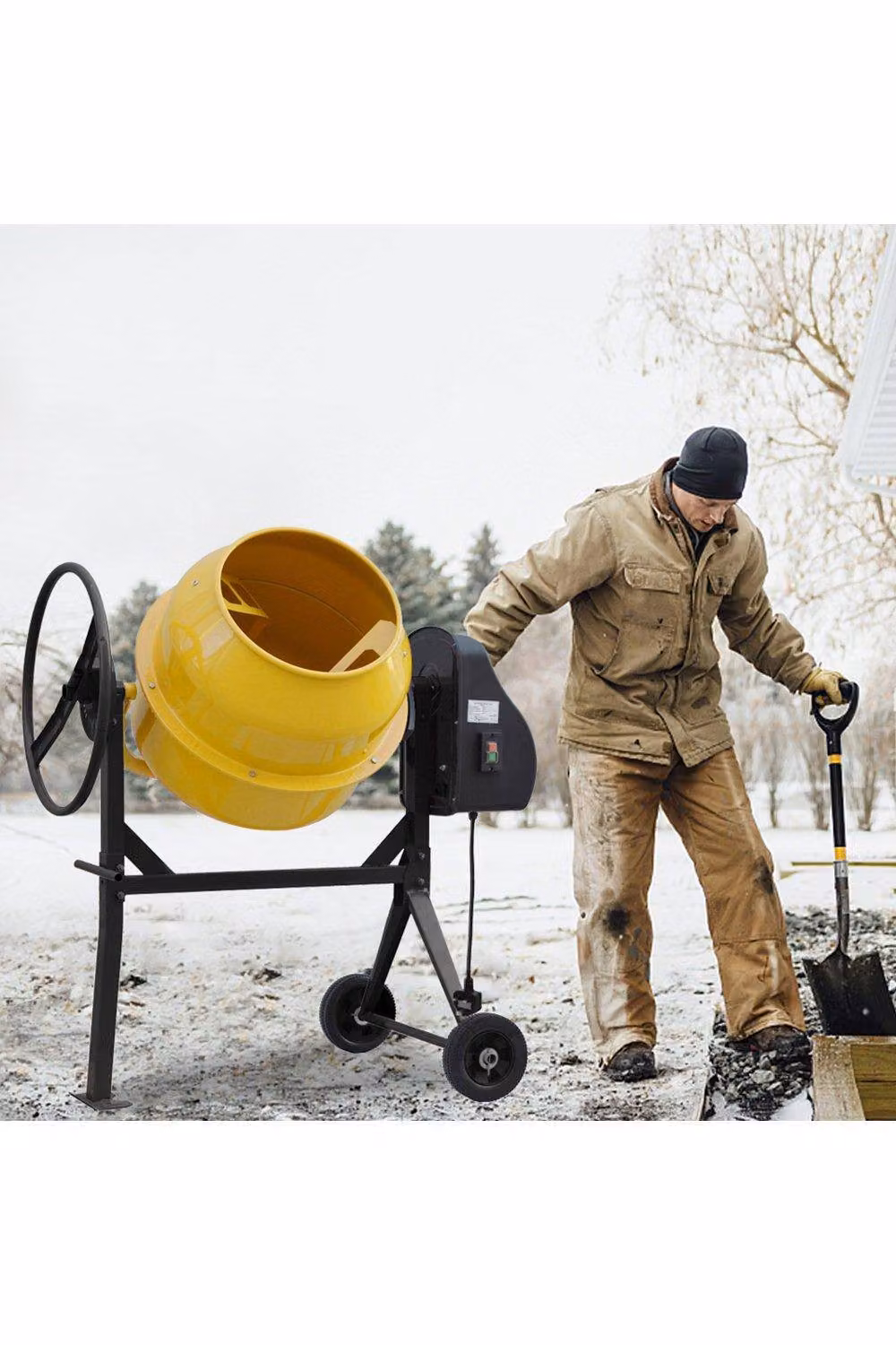 Living and Home Electric Portable Cement Concrete Mixer in Yellow, W/D: 110 x 70.5 cm – 2