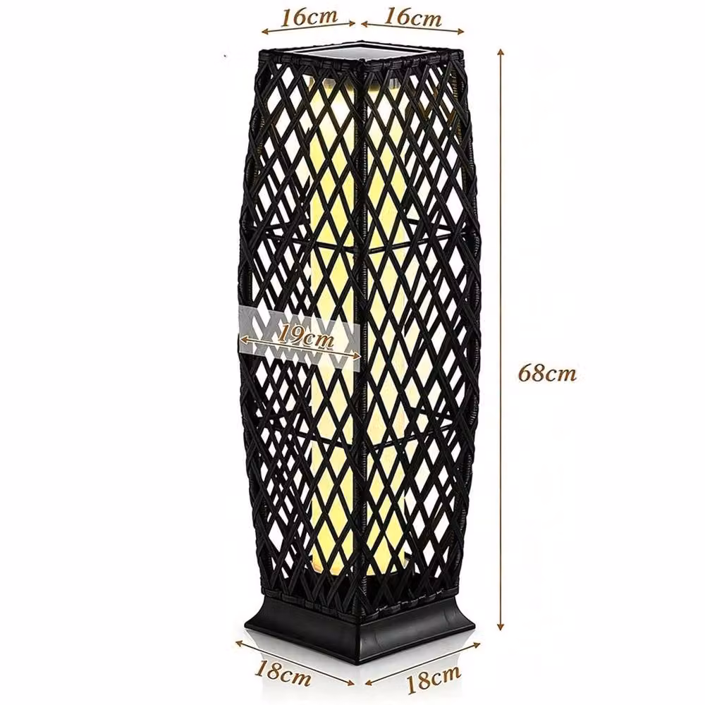 Havendro 2-Pack Solar Rattan Lanterns in Black with Warm White Light and Dusk Sensor, IP44 Rated – 2