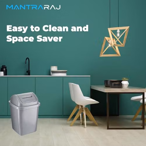 MantraRaj 5L Plastic Swing Top Bin in Grey – 4