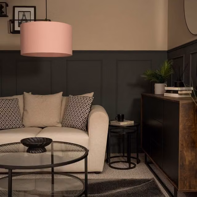 ValueLights Reni Large Fabric Drum Pendant Light Shade in Pink