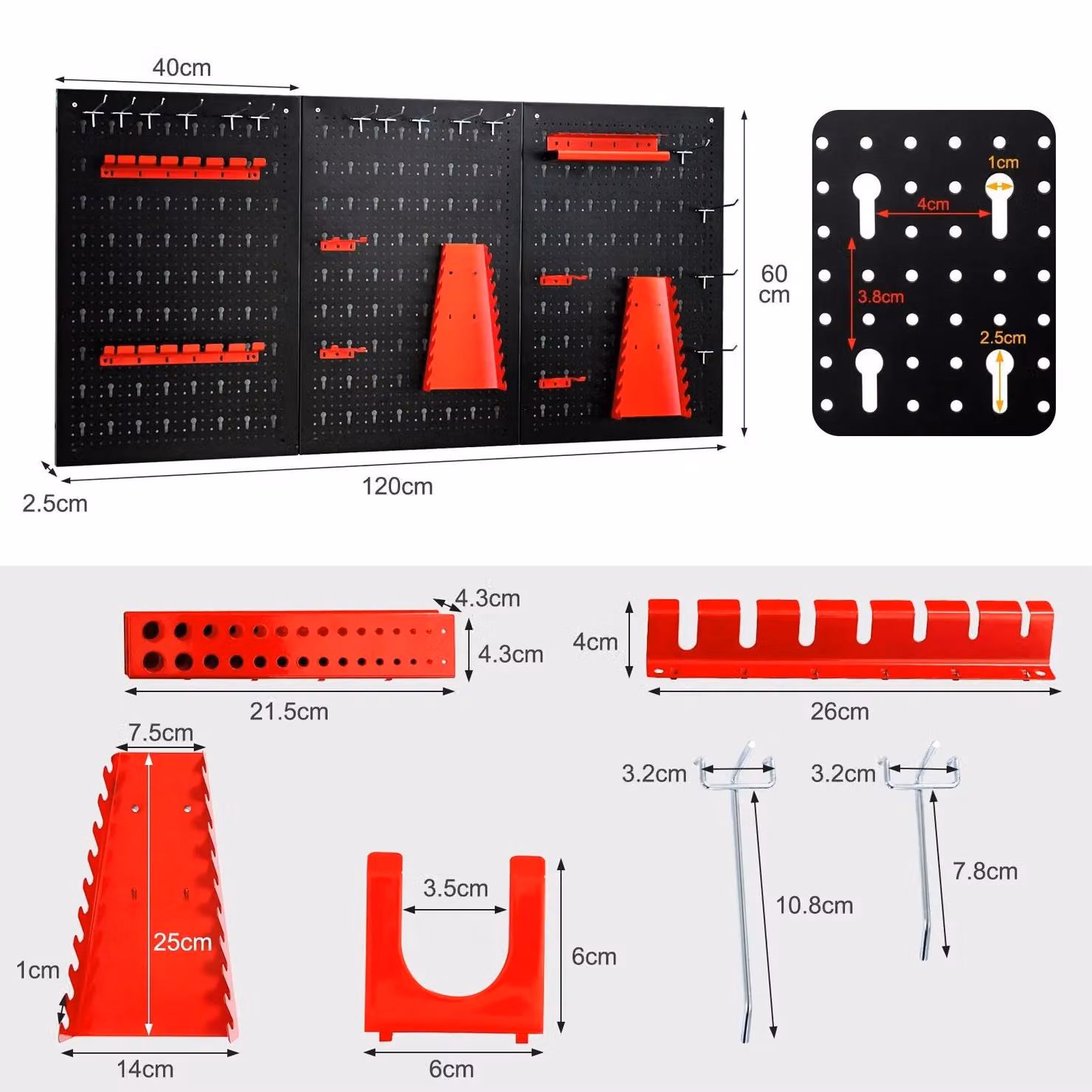Costway Pegboard Wall Organizer Kit with Drill Bit Storage Rack, Black – 2