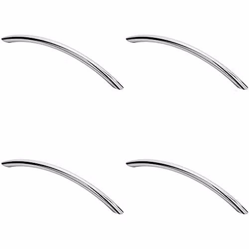Loops 4 Pack Curved Bow Cabinet Pull Handles in Chrome, W: 19 cm, D: 1 cm, Fixing Centres: 16 cm