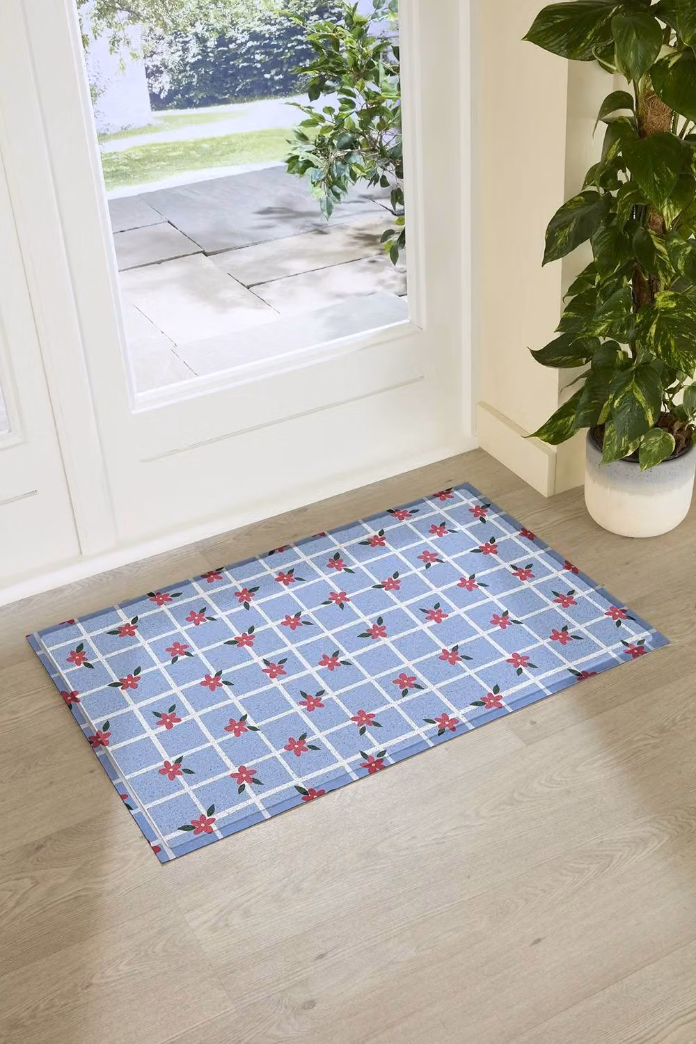 Artsy Mats Blue Multicolour Floral Rectangular Doormat W/D/H: 70 x 40 cm – 2