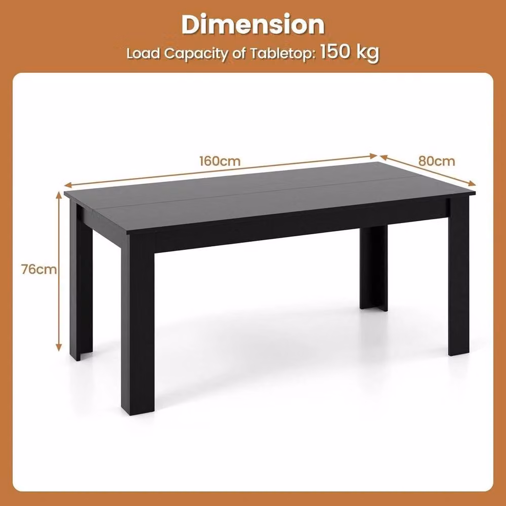 Kelvenix Modern Rectangular Extendable Dining Table in Matt Black Wood Finish – 2