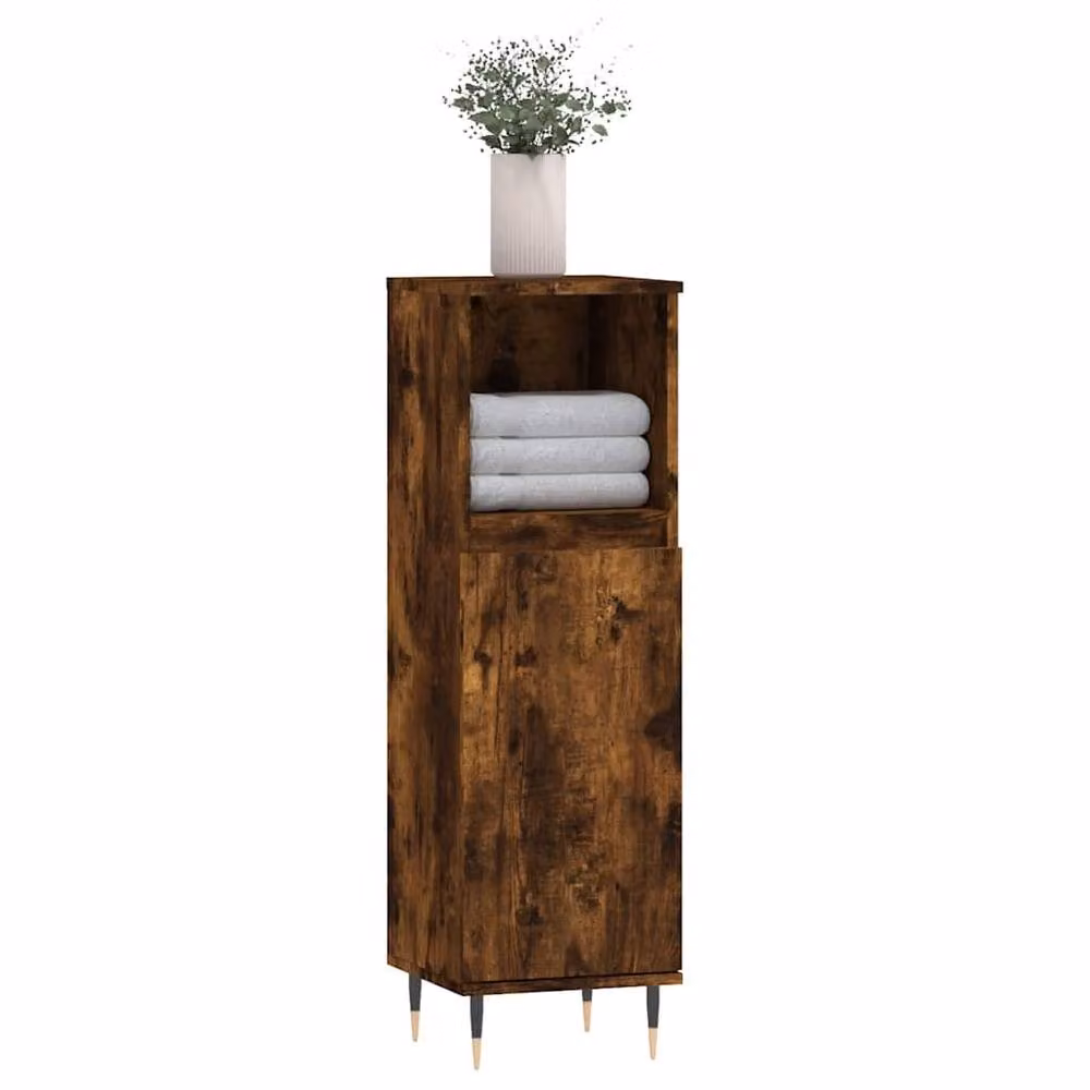 Berkfield Home Smoked Oak Bathroom Cabinet in Brown, W/D/H: 30 x 30 x 100 cm – 2