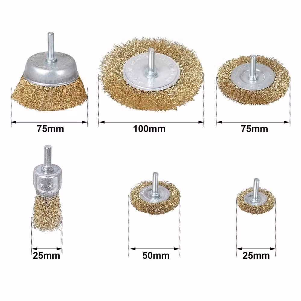 VOGREX 6 Pack Multicolour Steel Wire Cup Brush Set for Angle Grinder, Metal and Paint Removal – 2