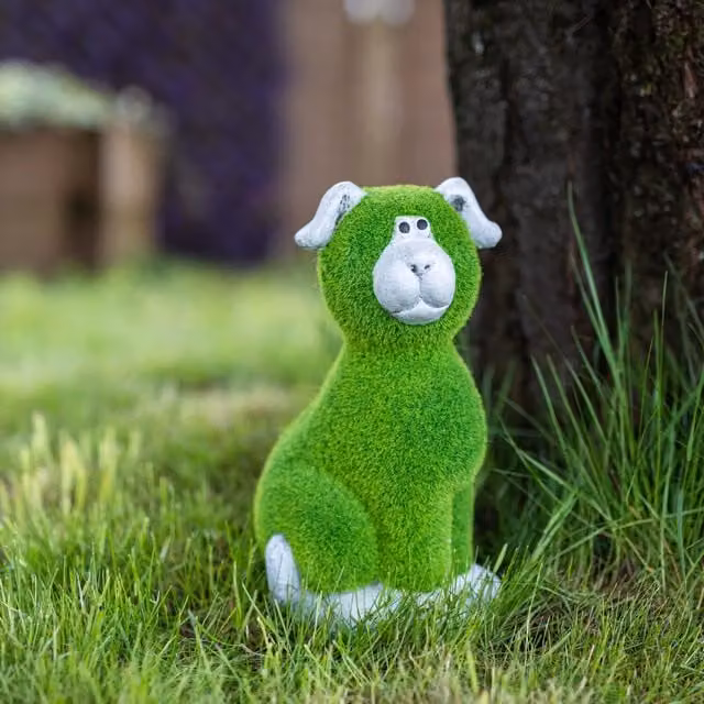 Garden Mile Flocked Moss Dog Garden Ornament, Green