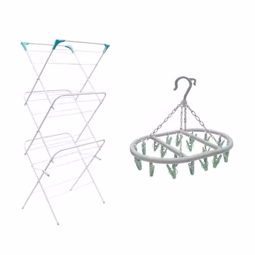 JVL 3 Tier Airer with Oval Sock Dryer in White – 1